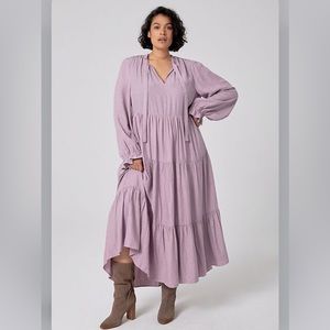 Anthropologie Maeve Wendy tiered maxi dress size large mauve